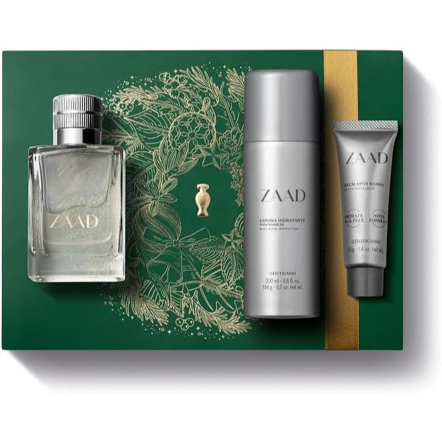 Kit Zaad : Eau de Parfum 95ml Espuma de Barbear 200ml Pós Barba 40g