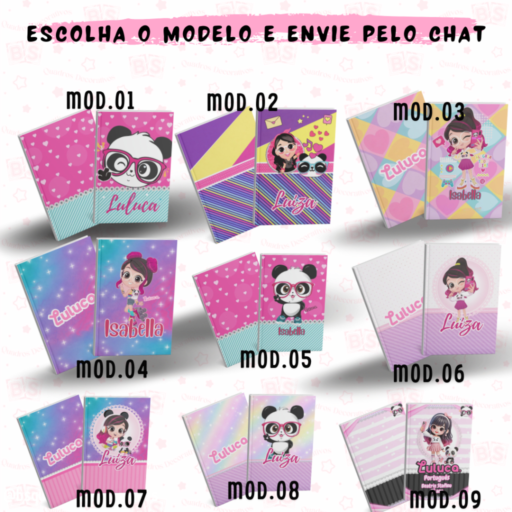 Capa para caderno Luluca Laminadas! Adesivos para Caderno Luluca Laminadas / Capa Frente e Verso / Capas Só Frente