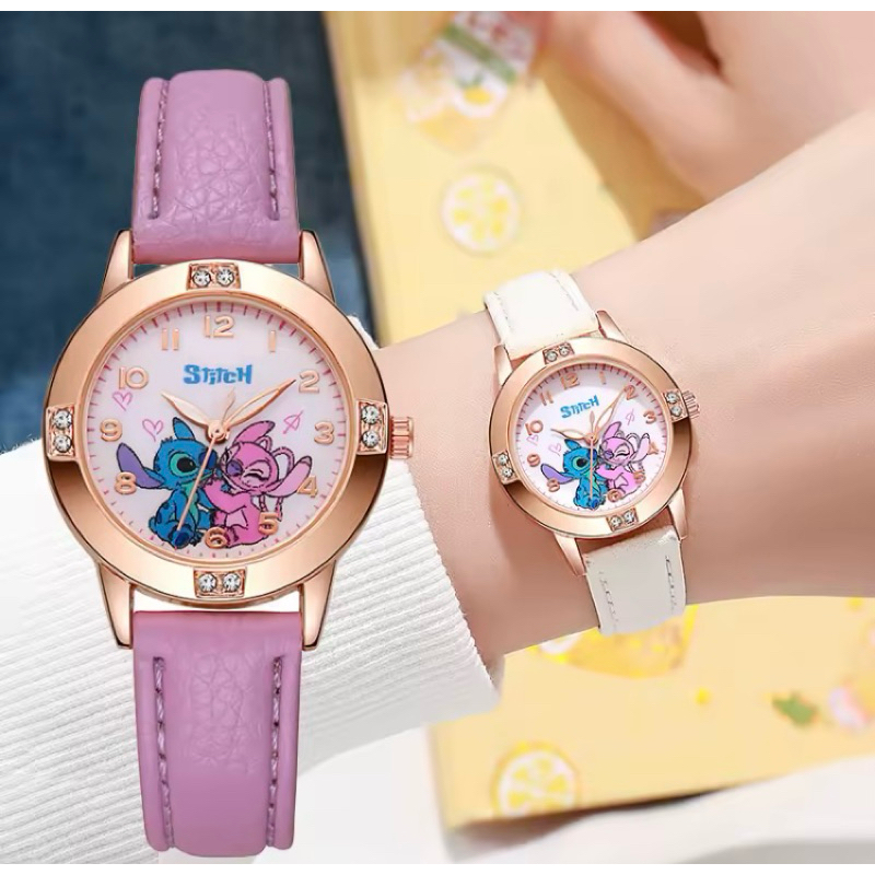 Relógio Infantil Lilo & Stitch Rosa – Pulseira de Couro Sintético, Analógico, Presente para Meninas em Oferta na Shopee