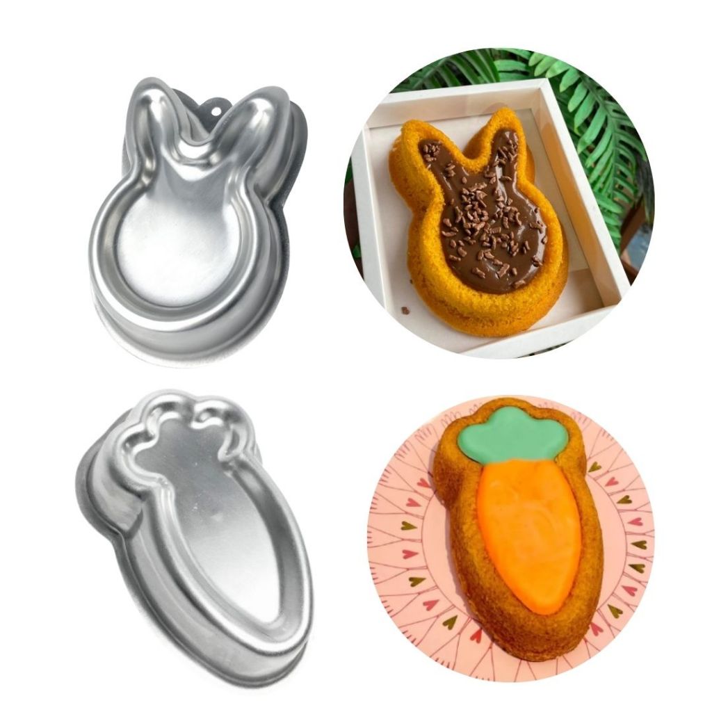 Kit 02 formas para Pascoa Coelho P e Cenoura Aluminio