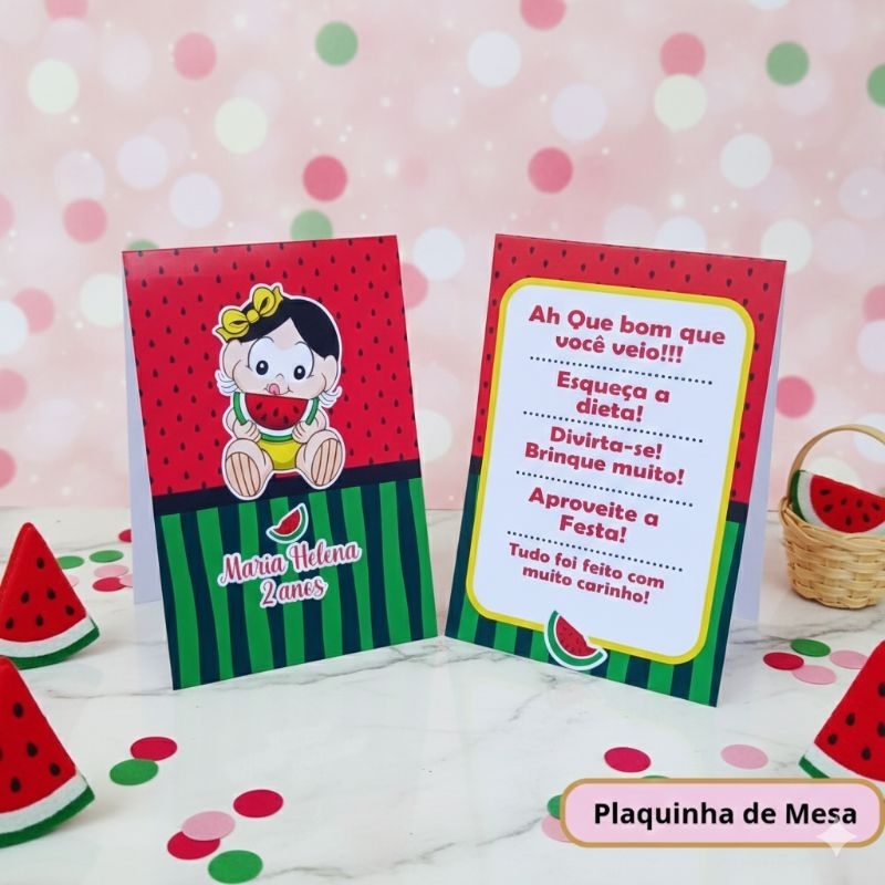kit Plaquinha de Agradecimento Magali Baby - Centro de Mesa - Personalizados - Lembrancinha - Festa infantil - Decoração