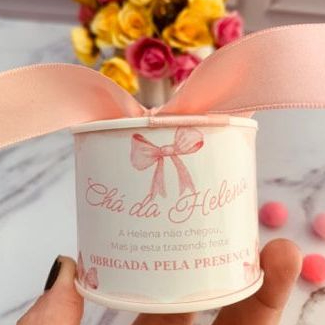 Kit tubolatas personalizadas Lacinho - Lembrancinha maternidade | batizado | aniversário | chá de bb