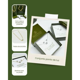 Conjunto gargantilha e brinco Ponto De Luz - presente - envio imediato em Oferta na Shopee