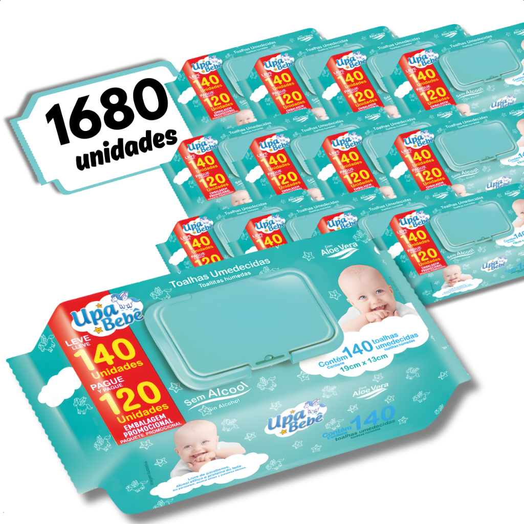 Upa Bebê Lenços Umedecidos Kit Atacado 1680 Unidades Caixa 12x140