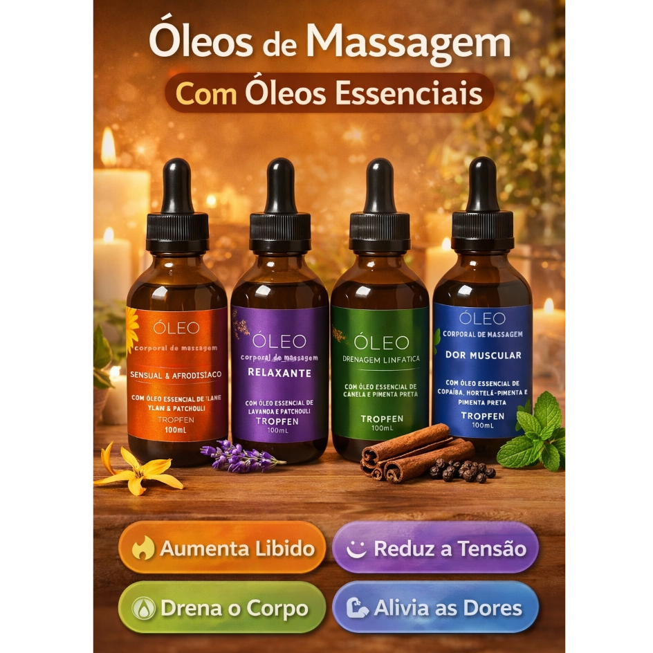 Óleo Corporal Hidratante para Massagem com Óleo Essencial Tropfen 100 mL em Oferta na Shopee
