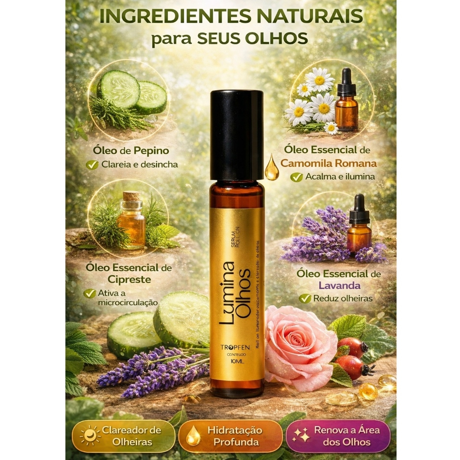 Blend Roll-on Sérum Clareador de Olheiras e Hidratante com Óleos Essenciais Tropfen 10mL