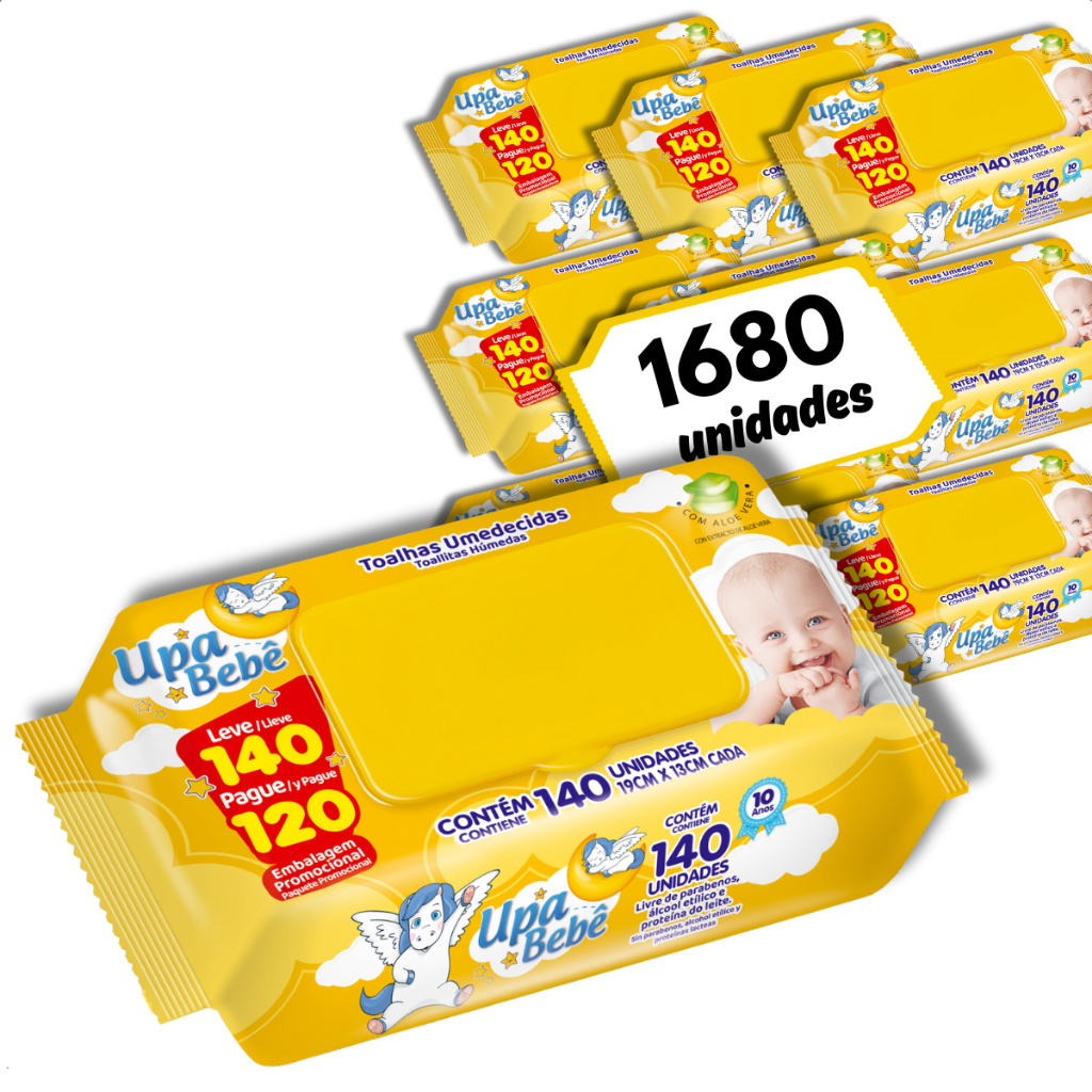 Kit Lenços Umedecidos Upa Bebê 1680 Unidades Caixa Fechada Tampa Flip Top
