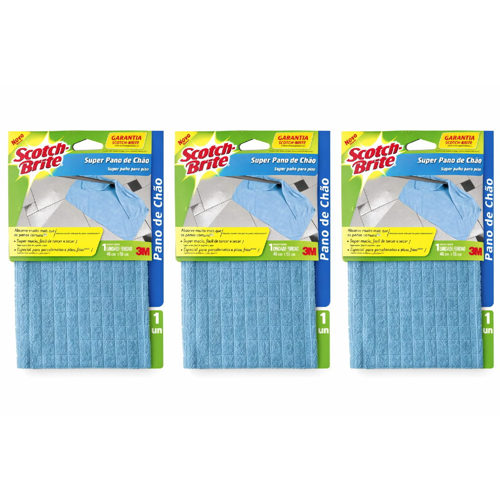 Kit 3 Super Pano De Chão Scotch-brite Azul 3m em Oferta na Shopee