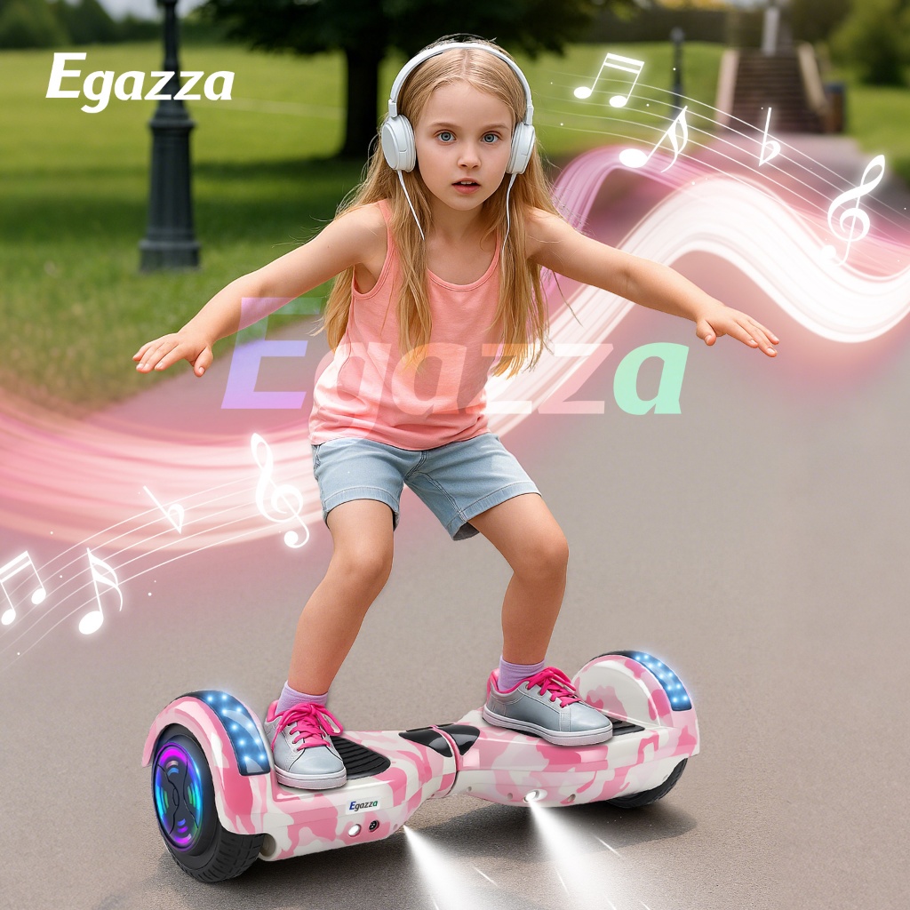 Egazza Rosa Hoverboard LED Skate Eletrico Vem Bluetooth Alta Capacidade Presente de Dia das Crianças