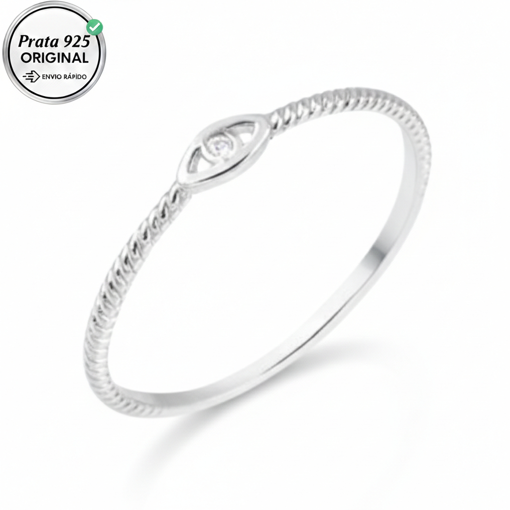 Anel Prata 925 Legitíma Mini Olho Grego Delicado em Oferta na Shopee
