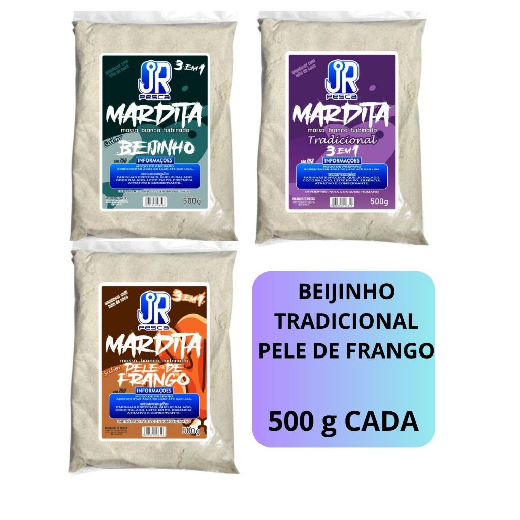 Massa Branca Turbinada MARDITA 3 em 1 500G JRpesca (LANÇAMENTO) massa SUPER atrativa para pesca