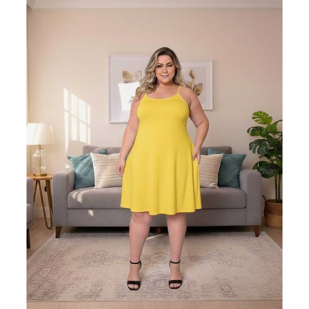 vestido plus size de alcinha soltinho