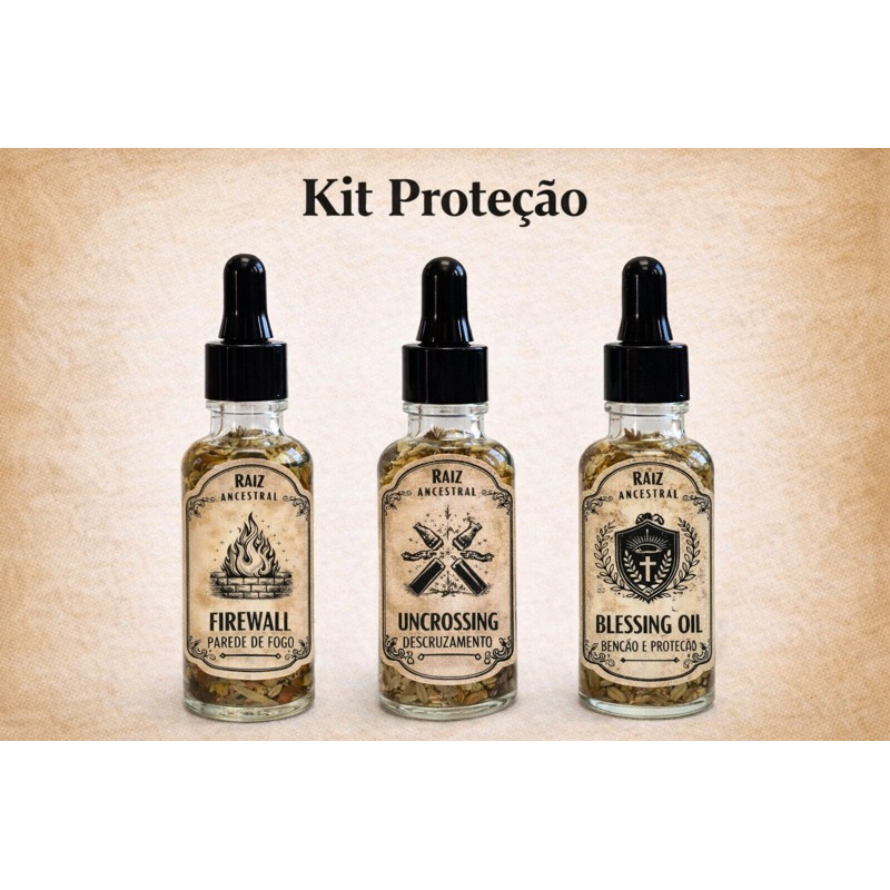 Kit proteção óleos hoodoo , hoodoo, óleo parede de fogo, óleo uncrossing , óleo benção e proteção