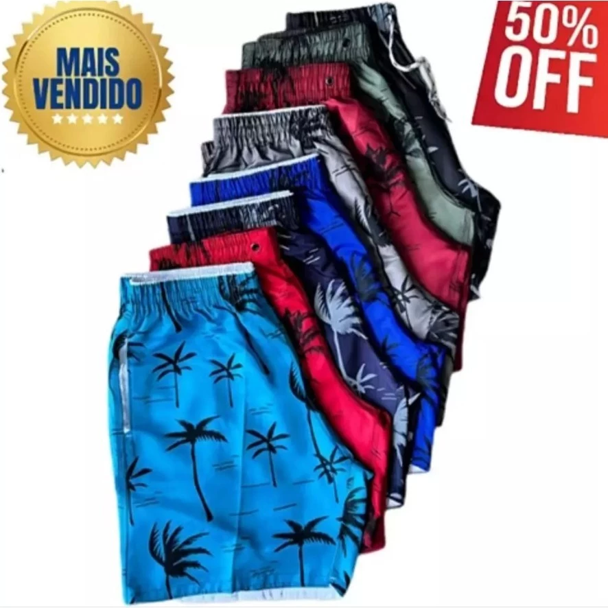 3 Short Masculino Tactel Moda Praia Verão - Envio Rápido