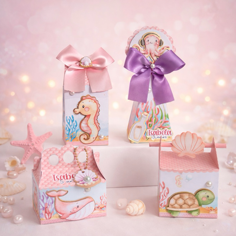 Personalizados Fundo do mar menina/rosa/lilas - KIT FESTA - CAIXINHAS PERSONALIZADAS - ANIVERSÁRIO - LEMBRANCINHAS