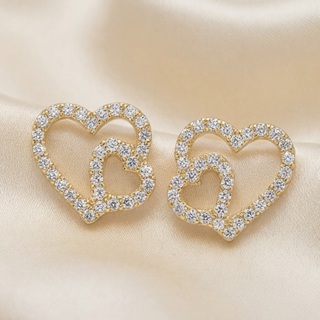 Brinco Coração Cravejado Feminino 18K • Brilho Delicado • Não Escurece em Oferta na Shopee