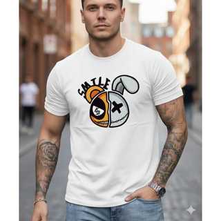 Camiseta Masculina Smile Streetwear – Estampa Exclusiva Moderna 100% Algodão