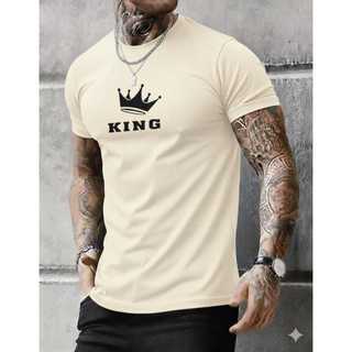 Camiseta Masculina King – Estampa Coroa Minimalista 100% Algodão Premium