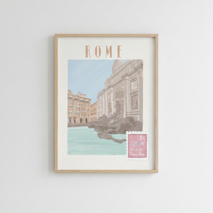 Quadros decorativos Rome Italy - Vintage Postcard Style (1 peça)