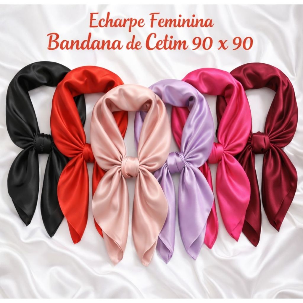 CETIM QUADRADO 90x90 LISO - ECHARPE FEMININA BANDANA VERÃO / PARA CABELOS,BOLSAS E CROPPED