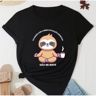 T-Shirt Feminina Preguiça Blusa Frase Não Me Irrite Preguicinha 100% Algodão Lançamento Meme em Oferta na Shopee