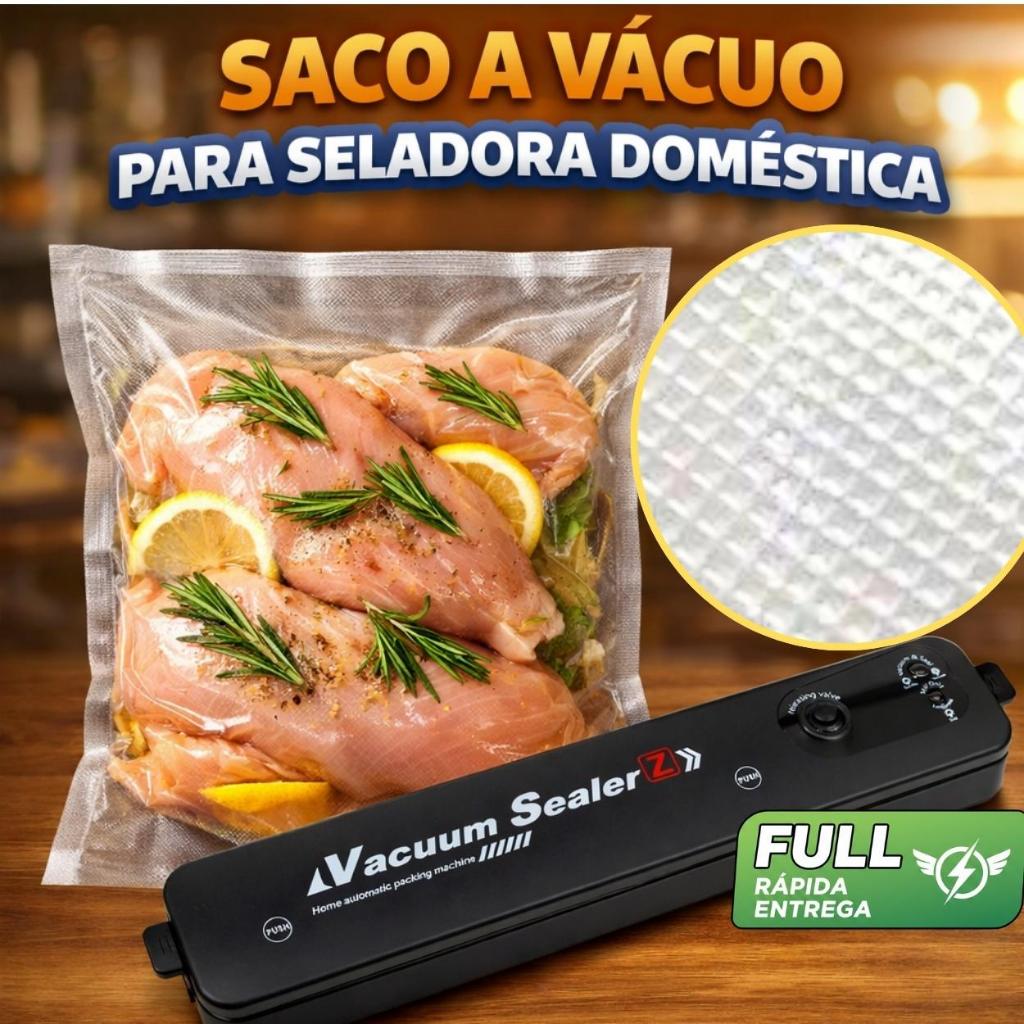Kit 20x25 Embalagem Saco Seladora Alimentos Vácuo Alimentos Ranhura Gofrada Estriada Texturizada em Oferta na Shopee
