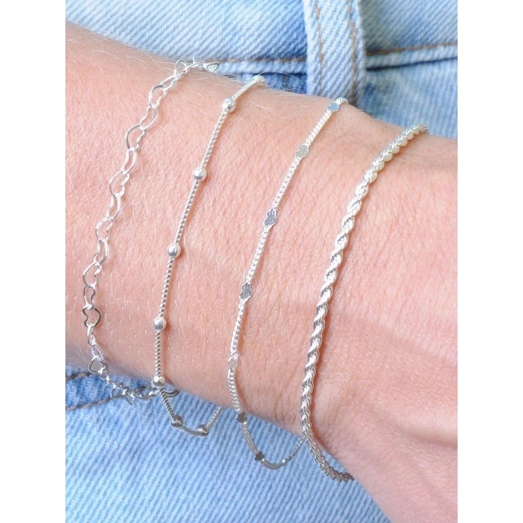 Kit pulseiras prata 925 ouro 18k em Oferta na Shopee