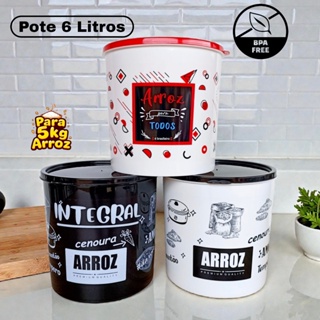 Potes Plásticos Individual 6 Litros Arroz Mantimento Cozinha Organização em Oferta na Shopee