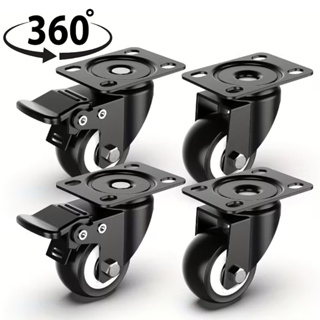 Jogo Kit 4 Rodinha Roda Para Móveis Giratória Reforçada Freio Trava 50mm 400kg Aço Resistente Preto em Oferta na Shopee