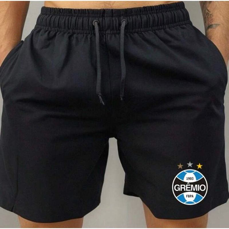 Short Bermuda Tactel Praia Mauricinho Treino Academia Corrida Esportivo Esporte Masculino Futebol Time Grêmio