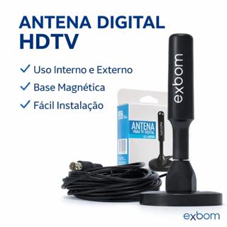 Antena Digital Exbom HDTV Interna e Externa com Base Magnética Cabo Longo em Oferta na Shopee