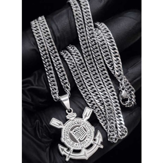 Corrente Cordão Grossa 3mm Masculina Pingente Escudo Time Aço Inox Corinthians Palmeiras Colar Prata em Oferta na Shopee