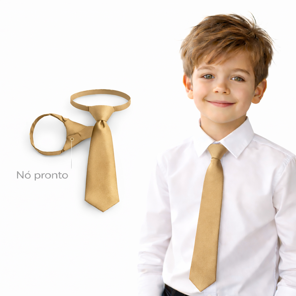 Gravata Slim Infantil Bege Com Nó Feito Em Varias Cores Para Pajem Noivinhos