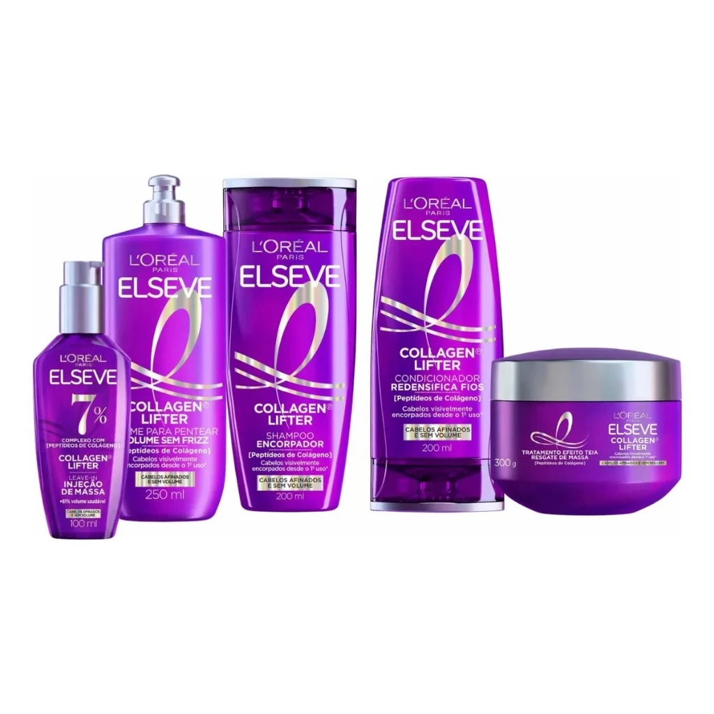 💜 Kit Completo Elseve Collagen Lifter 5 Itens – Engrossador para Cabelos Finos e Sem Volume (200ml) — imagem 1