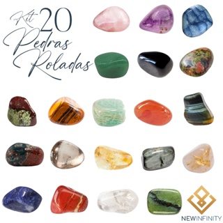 kit 20 Pedras roladas e Cristais Naturais Ametista Quartzo Rosa Olho de Tigre Sodalita em Oferta na Shopee