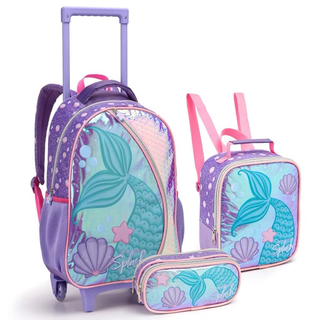 Kit Mochila Rodinha Escolar I Antil Menina Sereia Ou Unicórnio Seatine Melhor