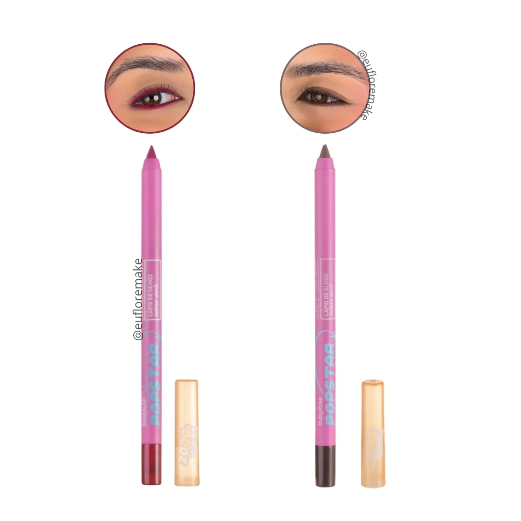 Lápis de Olhos Hot Blink Ruby Rose Popstar Alta Pigmentação Maquiagem Marrom Bordô