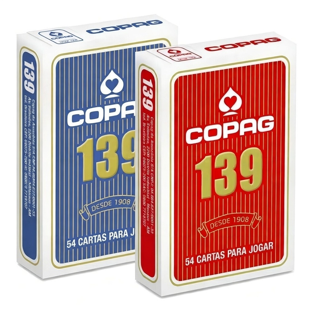 2 Baralhos Copag 139 Azul & Vermelho Generico Naipe Convencional 54 Cartas Alta Qualidade