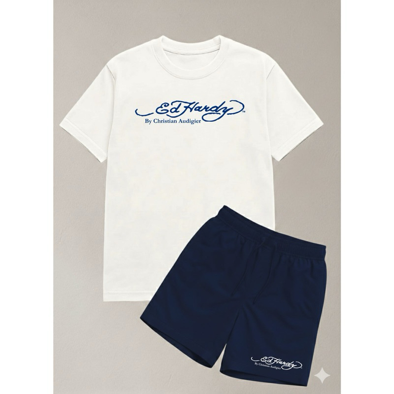 kit Short Tectel Elastano Masculino Estampado Ed Hardy e Blusa 100% Algodão Tradicional — imagem 2 de 2