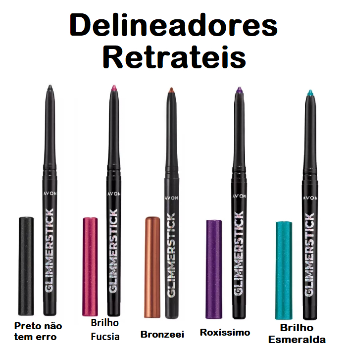 Delineador Retrátil para Olhos Glimmerstick Avon 280mg preto 350mg colorido Maquiagem