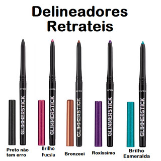 Delineador Retrátil para Olhos Glimmerstick Avon 280mg preto 350mg colorido Maquiagem