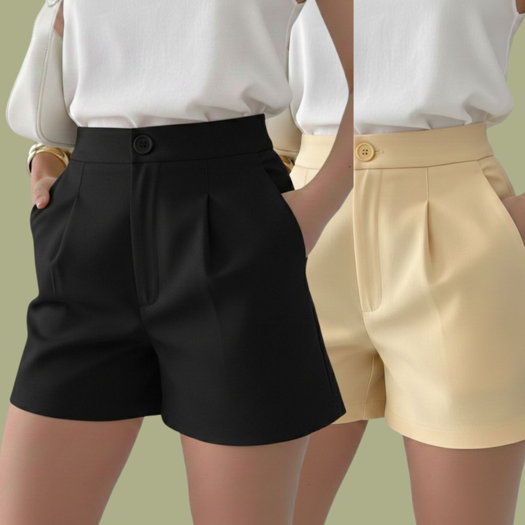 Kit 2 Short Alfaiataria Feminino Social Com Bolso e Ziper Expiração Blogueira Premium Verão em Oferta na Shopee