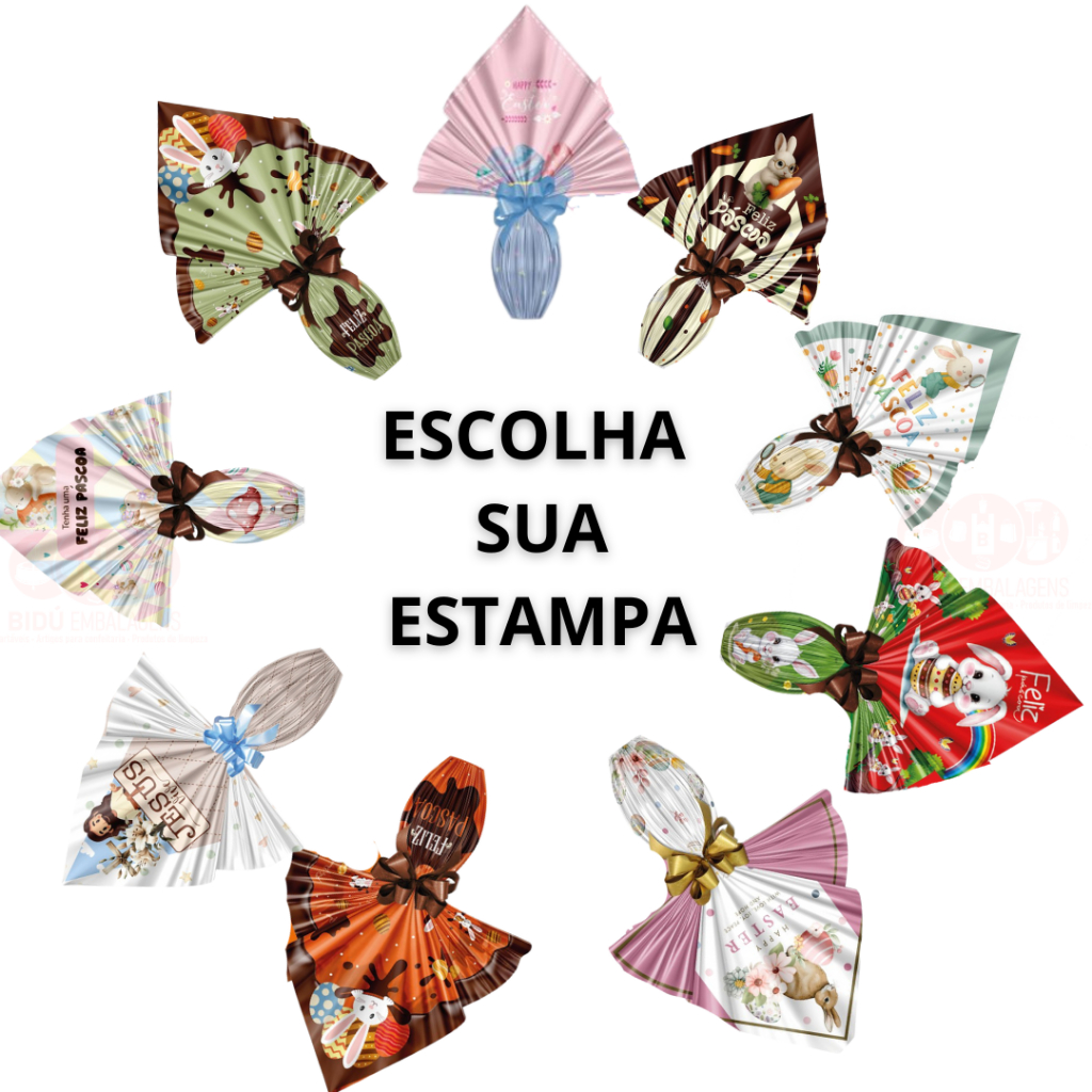 Kit 25 Saco Pratic 24cm x 24cm para Ovos de Páscoa de 100g a 150g