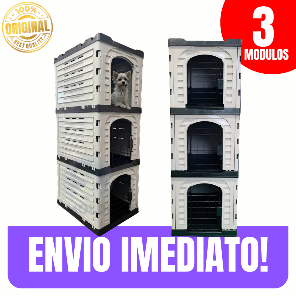 Canil Empilhável 3 Módulos Profissional para Pet Shop Canil e Clínica Veterinária - Envio Imediato em Oferta na Shopee