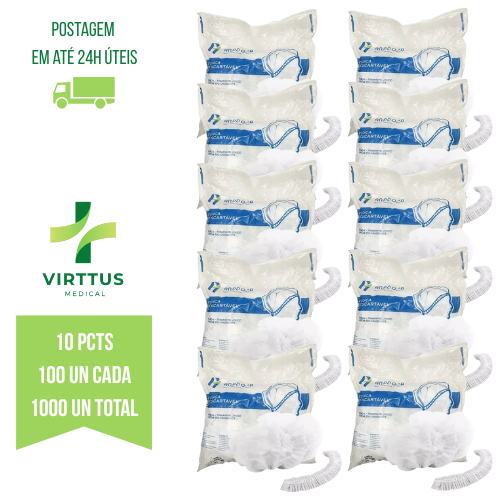 Touca Descartável Sanfonada Soft Branca c/1000 Unidades