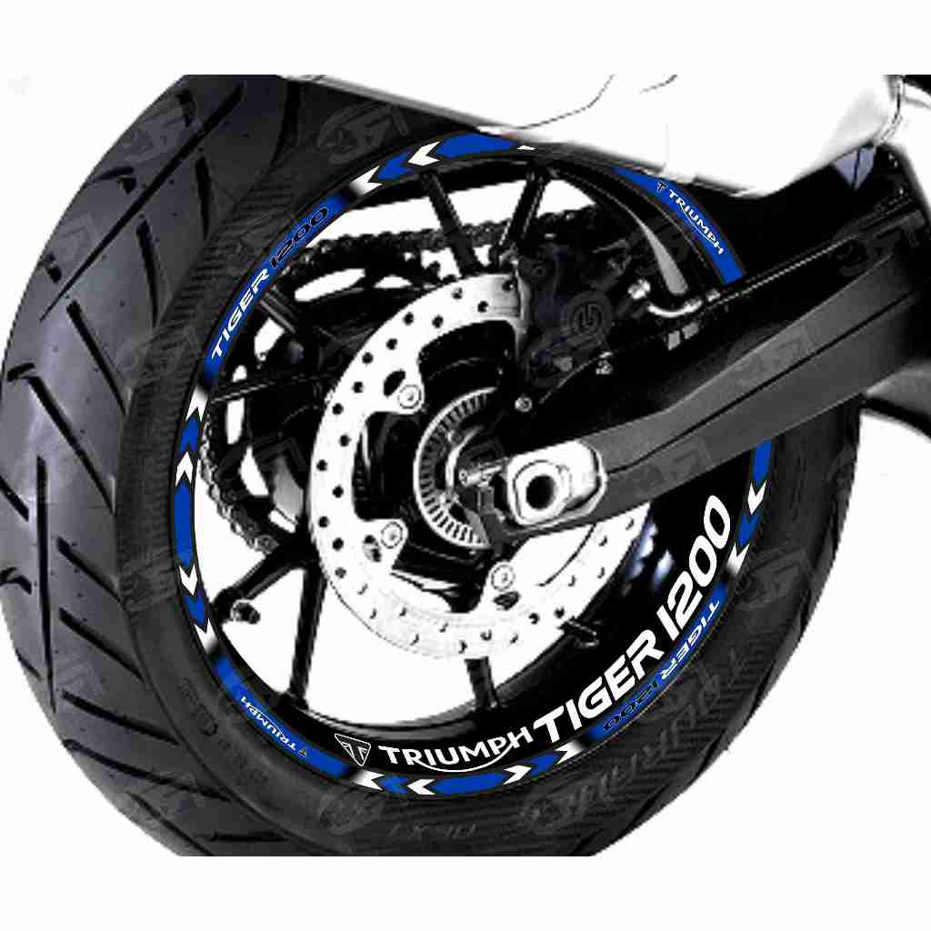 Adesivo Friso Refletivo Roda Moto Triumph Tiger 1200 GT PRO + adesivos interno azul