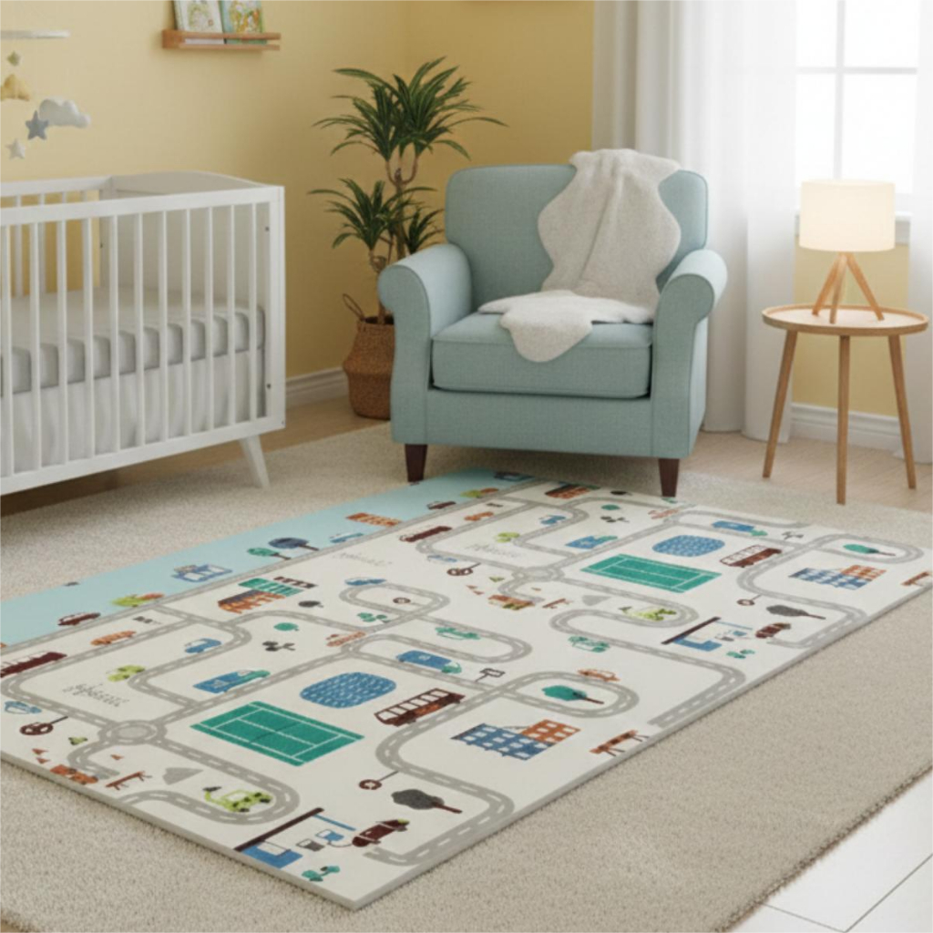 Tapete Tatame Infantil Emborrachado Dobrável Dupla Face Atividade Brinquedo Para Bebê 1,80x1,20 8mm
