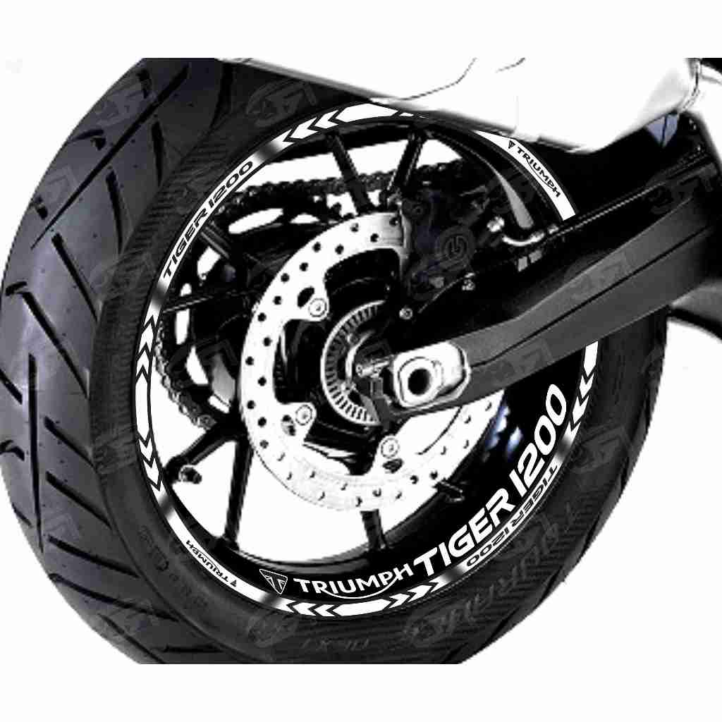 Adesivo Friso Refletivo Roda Moto Triumph Tiger 1200 GT PRO + adesivos interno branco