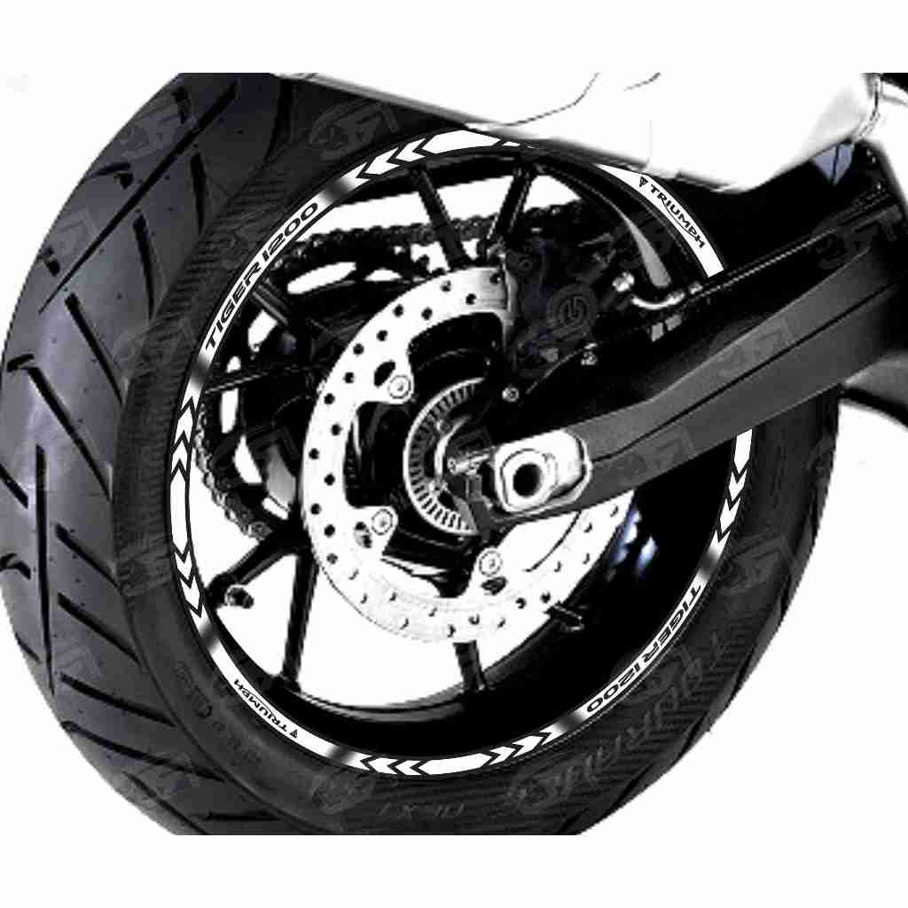 Adesivo Friso Refletivo Roda Moto Triumph Tiger 1200 GT PRO branco