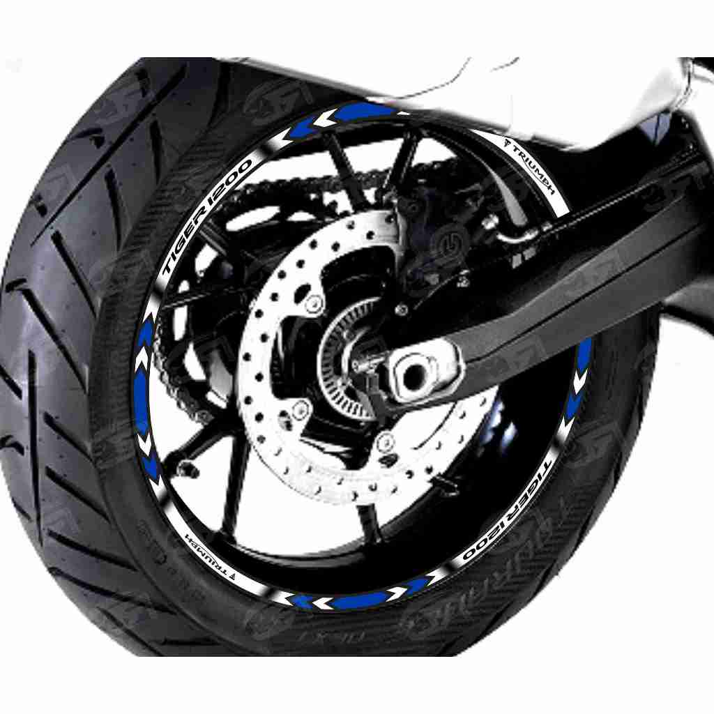 Adesivo Friso Refletivo Roda Moto Triumph Tiger 1200 GT PRO branco azul
